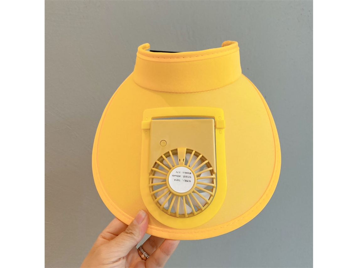 Chapéu Infantil de Verão com Ventoinha Usb Amarelo