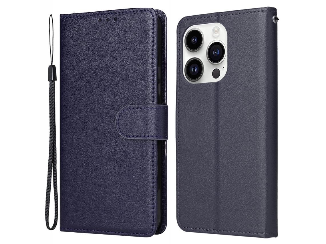 Capa Para Iphone 14 Pro Max Pele Sintética Azul