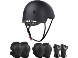 Conjunto ajustável de cotoveleiras, Joelheiras e protetores de pulso, preto, para desporto