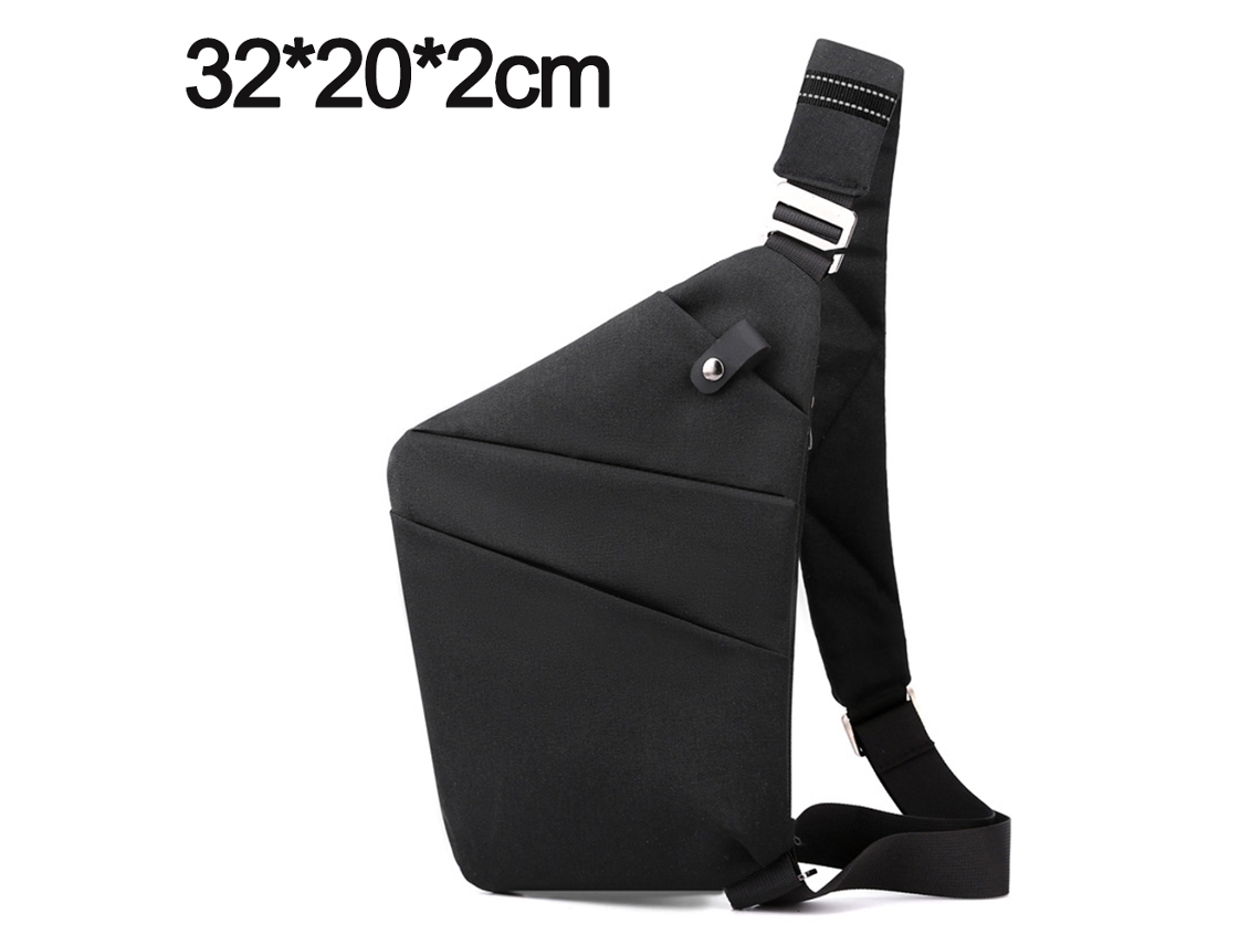 Mochila De Ombro Mochila De Peito Pequena À Prova D'água Antirroubo Preta*