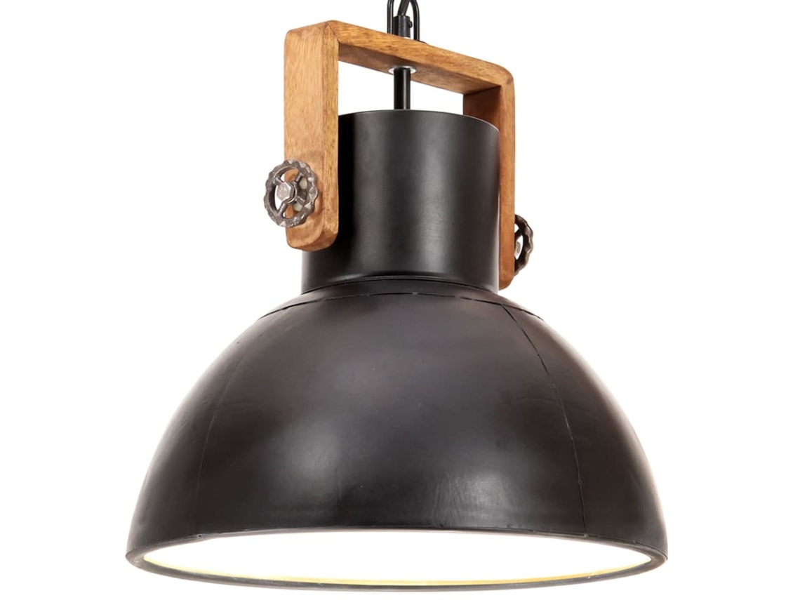 Vidaxl Candeeiro Suspenso Industrial Redondo 25 W 30 Cm E27 Preto