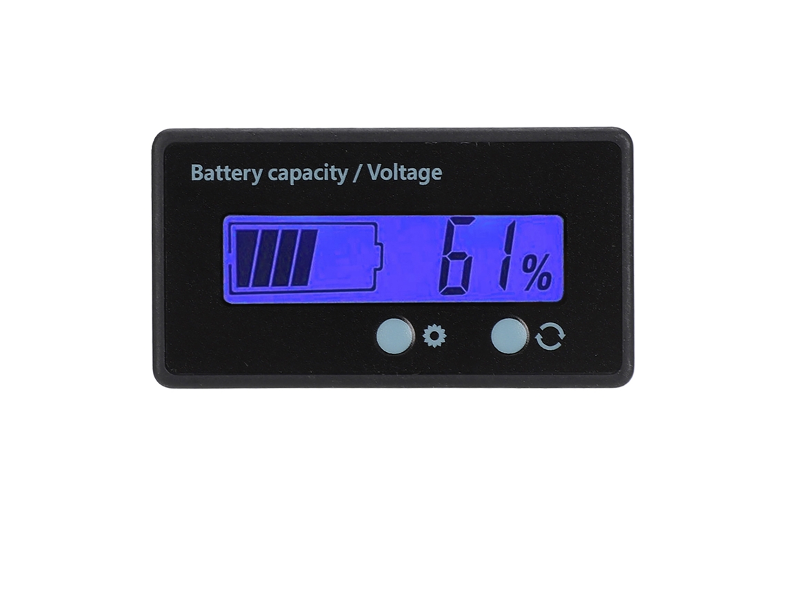 Medidor de Voltagem Mali LCD com alarme, 12-84V, capacidade