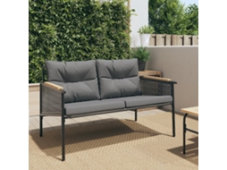 Banco De Jardim Com Almofadões 116 Cm Aço Preto Dkd Home Decor