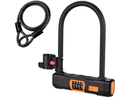 Cadeado De Combinação Para Bicicleta Com Cabo, Cadeado Em U De 15 Mm Para Bicicleta, Antifurto, Combinação De 4 Dígitos, Cadeado C Aquaforge