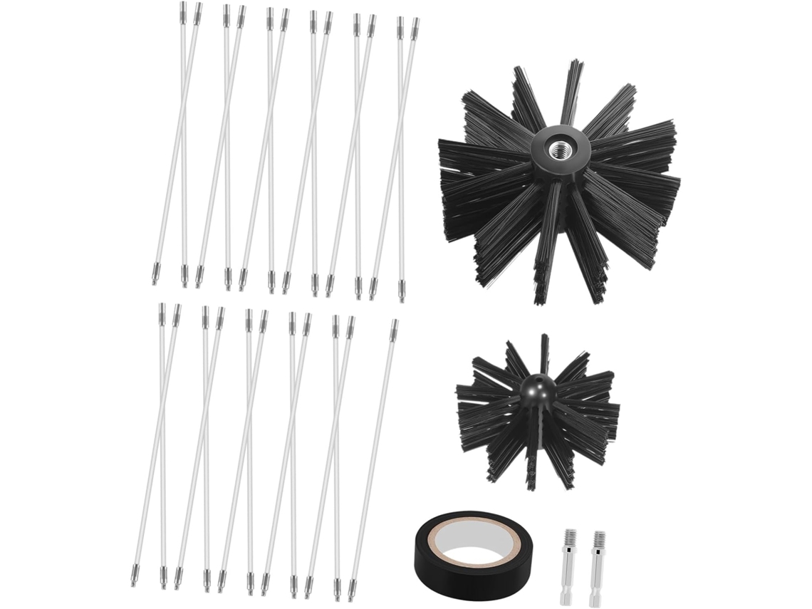 Kit De Limpeza Chaminés Com Escovas Plástico Para Ventilação, Hastes Flexíveis De 4e 6 Polegadas, Adequado Para