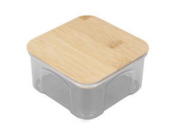 Recipiente Hermético para Armazenamento de Alimentos Transparente com Tampa de Bambu 450ml S/MARCA