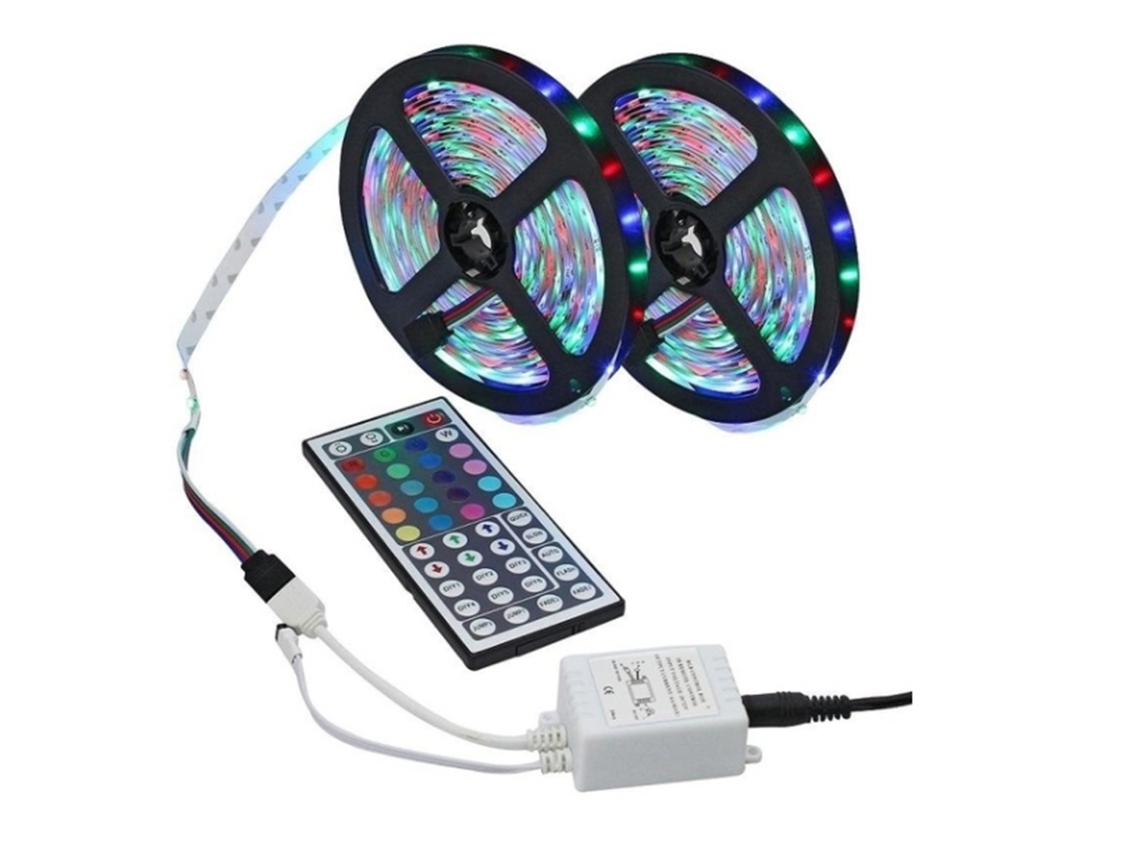 2026 tira Led Flexível Rgb de 5/10/20m com Mudança de Cor e Controle Remoto Ir