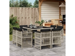 Vidaxl 9 Pcs Conjunto De Jantar P/ Jardim C/ Almofadões Cinzento Claro