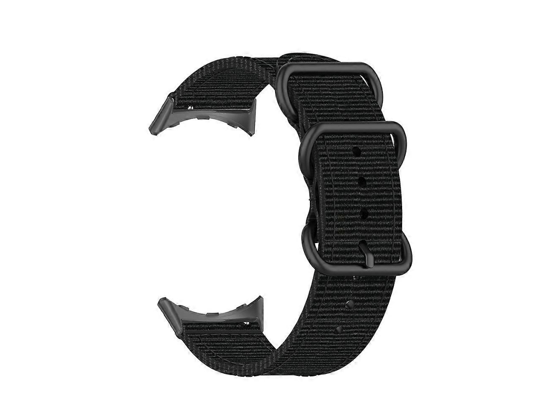 Pulseira De Nylon Preta Com Fivela De Três Anéis Para Google Pixel Watch