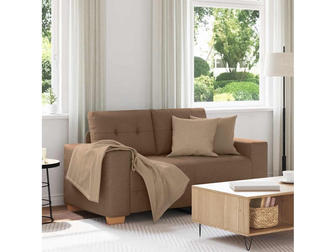 Vidaxl Sofá De Dois Lugares Marrom, 160x77x82 Cm, Tecido