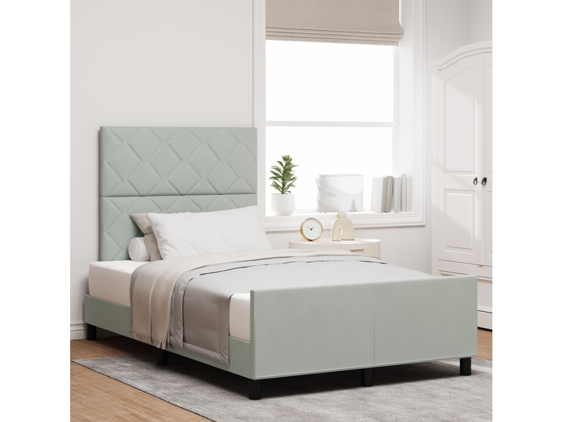 Cama Cinza-claro 120x190 Cm Veludo