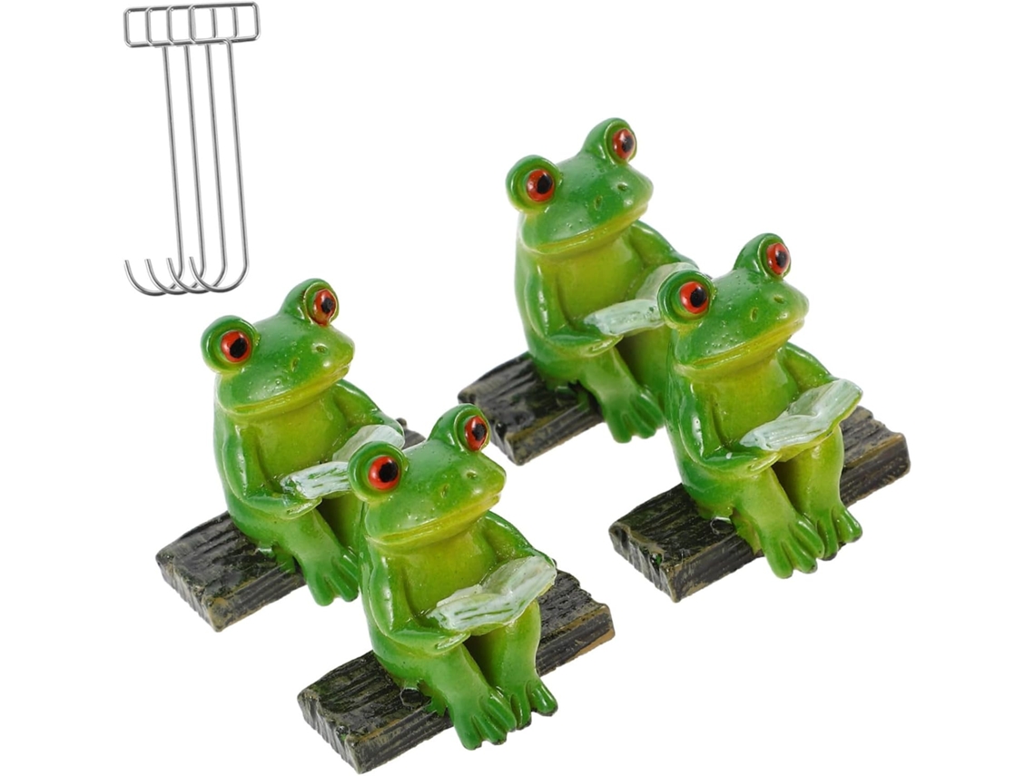 Conjunto Com 4 Figuras De Rãs Artificiais Para Decoração De Casa, Esculturas De Animais, Pequenas Estatuetas De Rãs Conjunto Com 4 Figu Gokoco