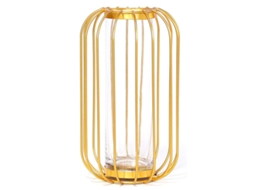 Vaso de Vidro com Suporte Metálico Geométrico Decoração de Mesa para Escritório NEVEANCE