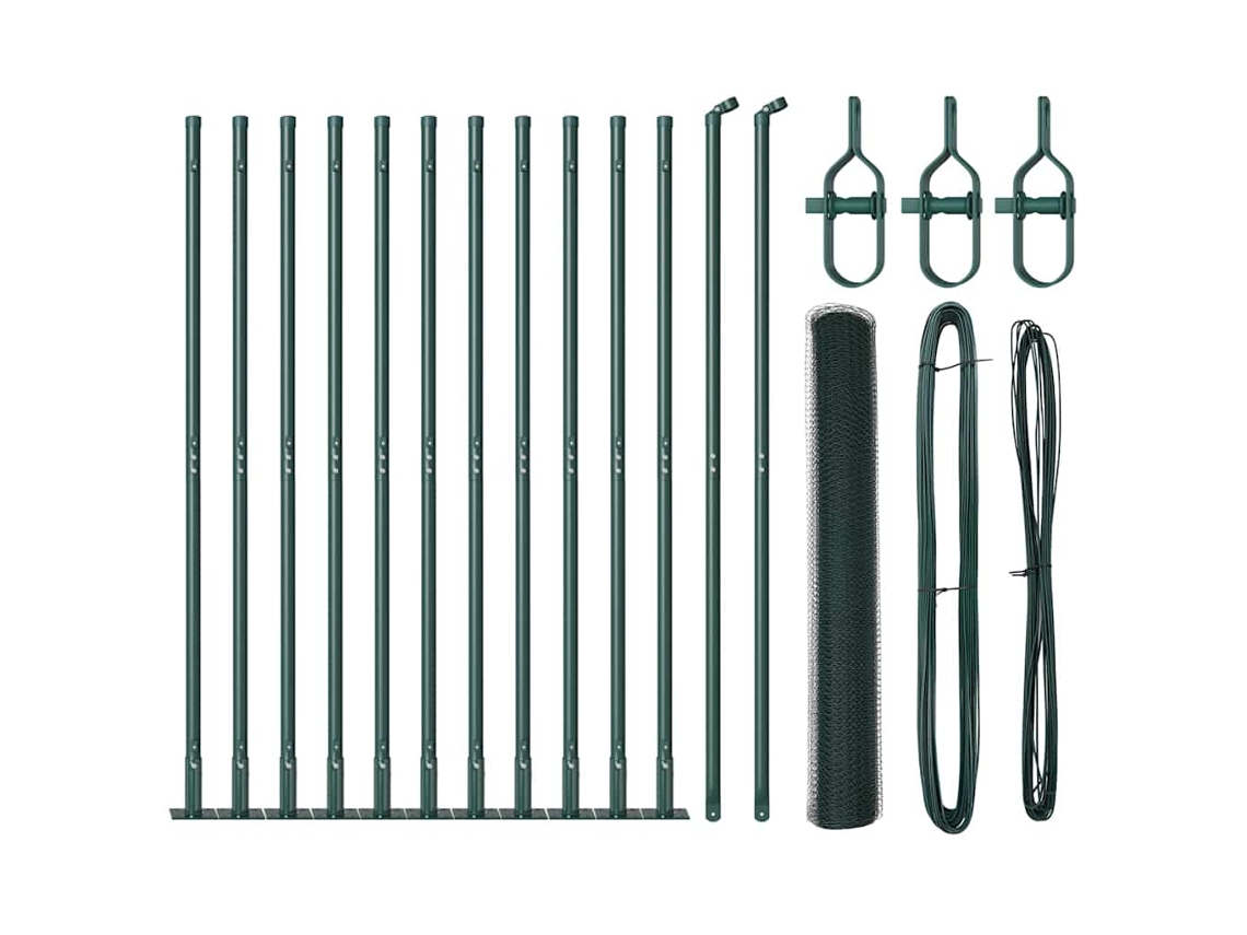 Conjunto 1 Poste De Cerca Vidaxl Verde Aço (25 X 1,2 M)