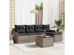 Vidaxl Conjunto De Sofá De Jardim 6 Unid. Cinzento Vime Pe