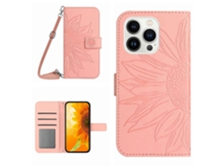 Capa De Couro Com Estampa De Girassol E Alça De Ombro Para Iphone 16 Pro