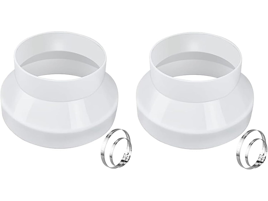 Adaptadores Redutores De Duto 8 Para 6 Polegadas, Conector De Ventilação Em Plástico Abs Branco Com 4 Braçadeiras Aço