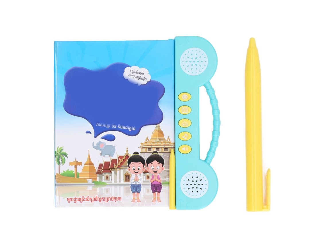 Livro Falante ATS em 3 Idiomas: Cambojano, Inglês e Chinês - Brinquedo Inteligente para Crianças Pequenas que Estimula a Lógica e a Inteligência