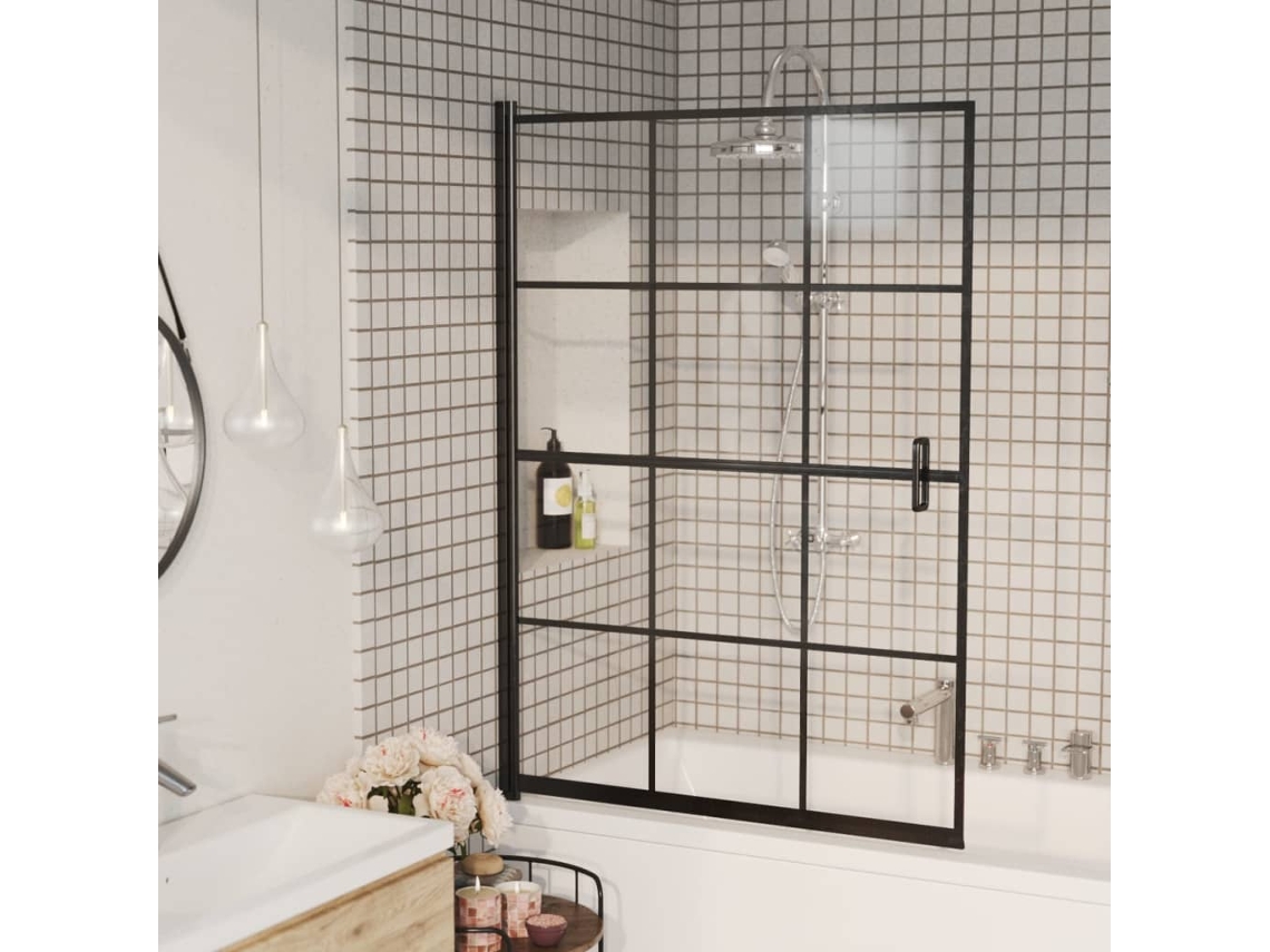 Vidaxl Divisória De Chuveiro Esg 100x140 Cm Preto