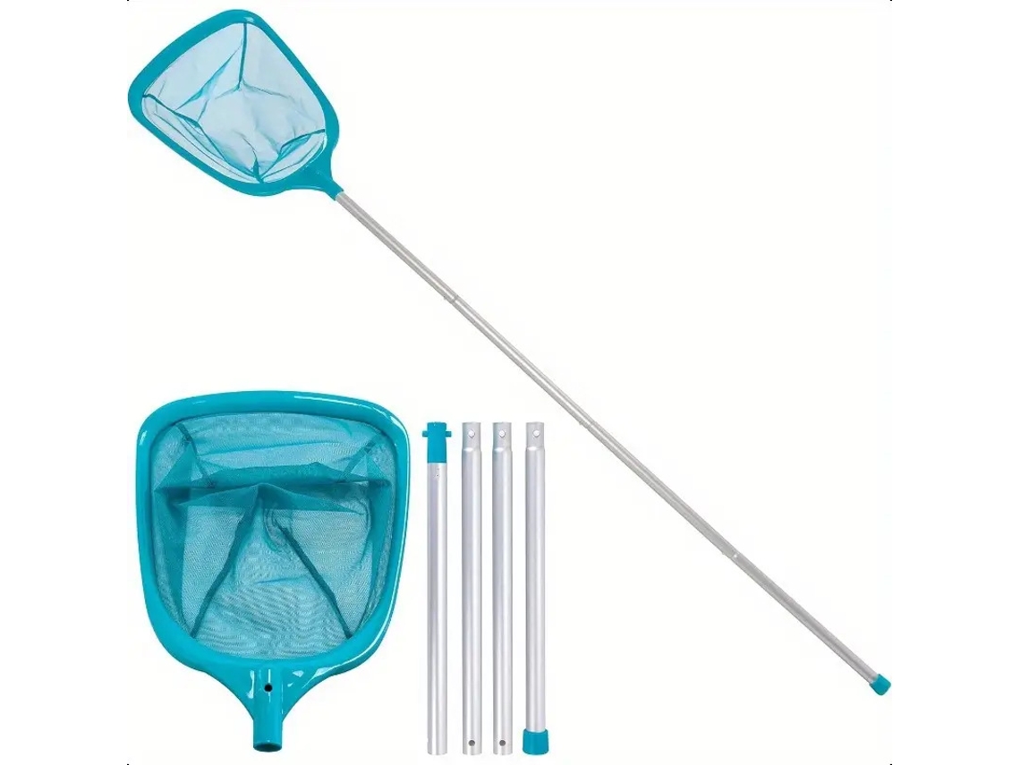 Rede Limpa Piscina Com Haste De Alumínio Modular 4 Segmentos Comprimento Ajustável Até 60 Polegadas Para Remover Folhas E Detritos