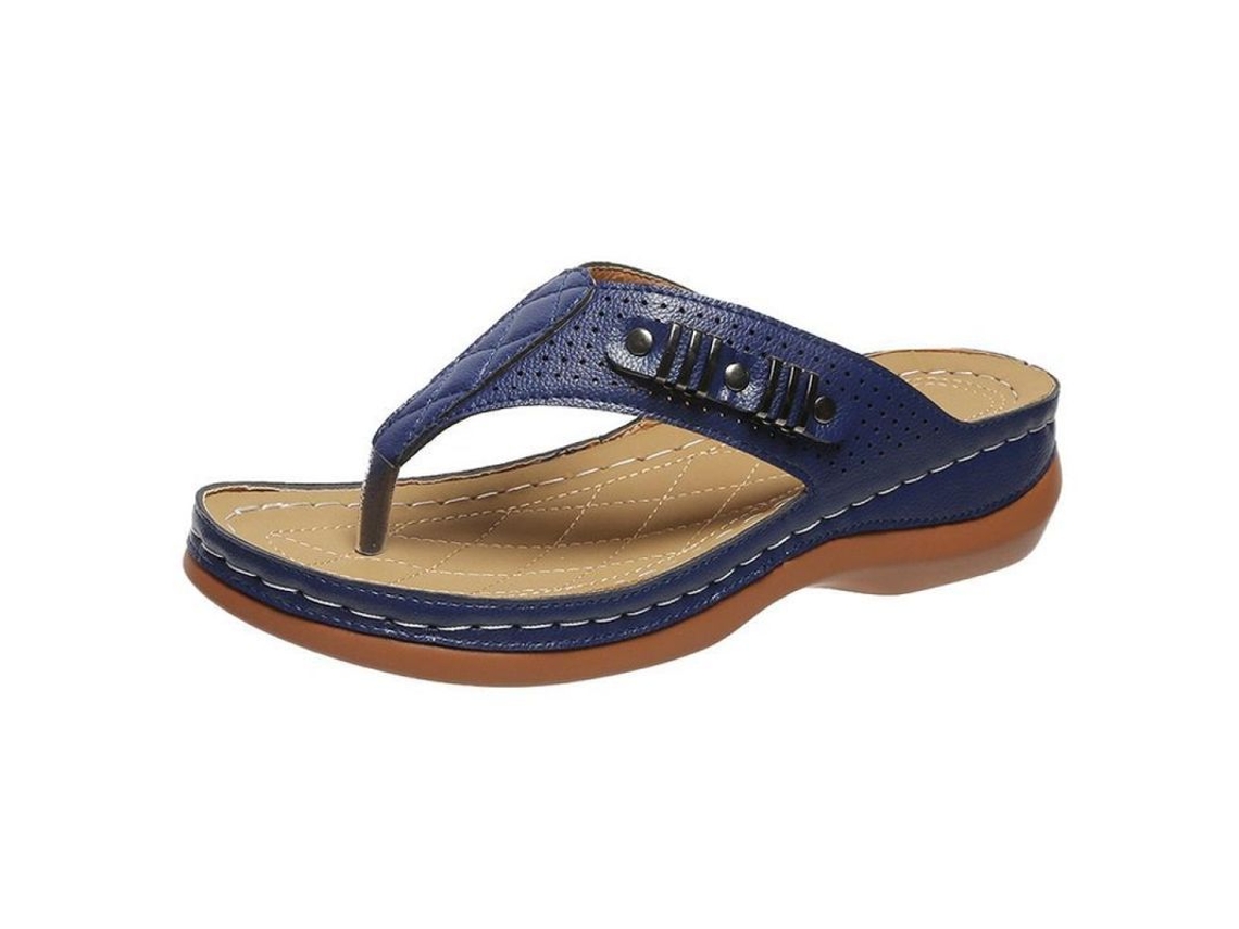 2026-sandálias Planas Para Mulher Verão Antiderrapantes Solas Grossas Confortáveis Sapatos De Praia Casual 39 Azul