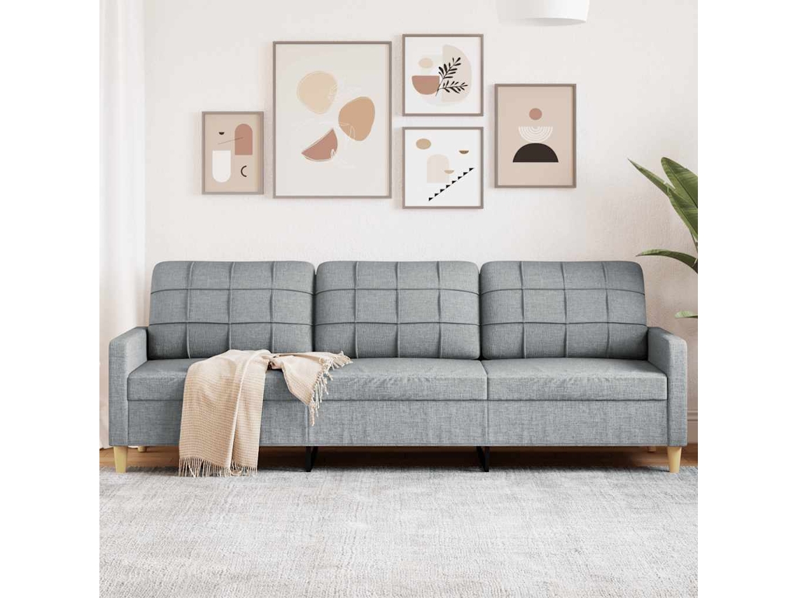Vidaxl Sofá De 3 Lugares 210 Cm Tecido Cinza-claro
