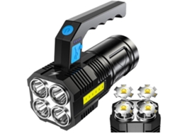 Lanterna Led Recarregável Por Usb Luz Tática de Alto Lúmen com Luz Lateral Led 4X com Zoom Lanternas Portáteis Super Brilhantes Preta TURMIN