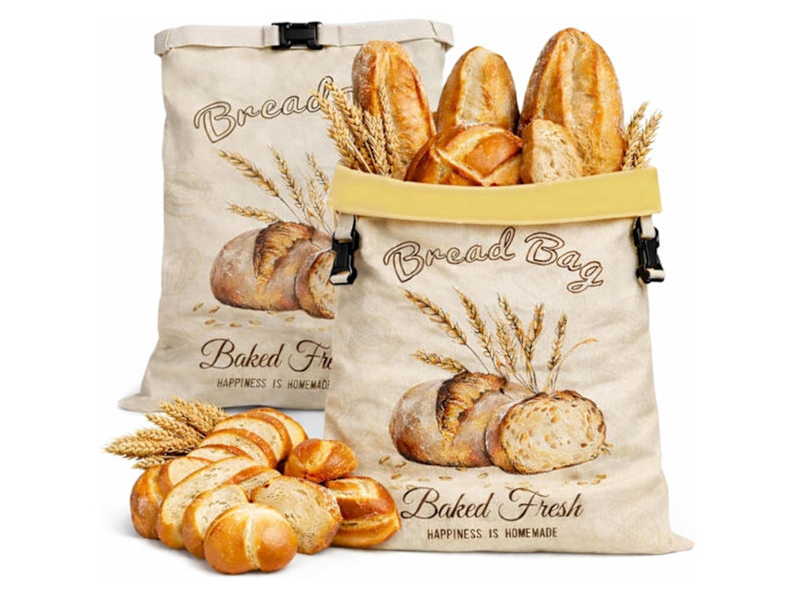 Conjunto De 2 Sacos Reutilizáveis Para Conservar Pão Caseiro, Em Algodão Orgânico E Cera De Abelha, Adequado Ao Congelador