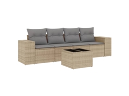 Conjunto de 5 Sofás para Jardim com Almofadões Vime Pe Bege MAISON EXCLUSIVE (5 pcs)