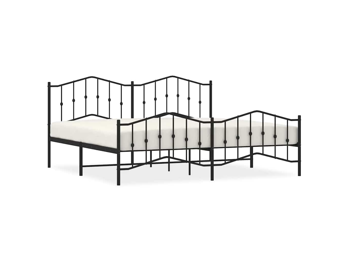 Estrutura de Cama com Cabeceira e Pés Metal Preto MAISON EXCLUSIVE 193x203 cm