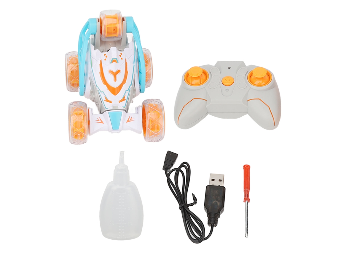 Mali carro de Controle Remoto Stunt Elétrico 2.4g com Luz e Música Carro de Corrida para Crianças Laranja 3.7v