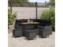 Vidaxl Conjunto De Sofá De Jardim 9 Unid. Preto Vime Pe