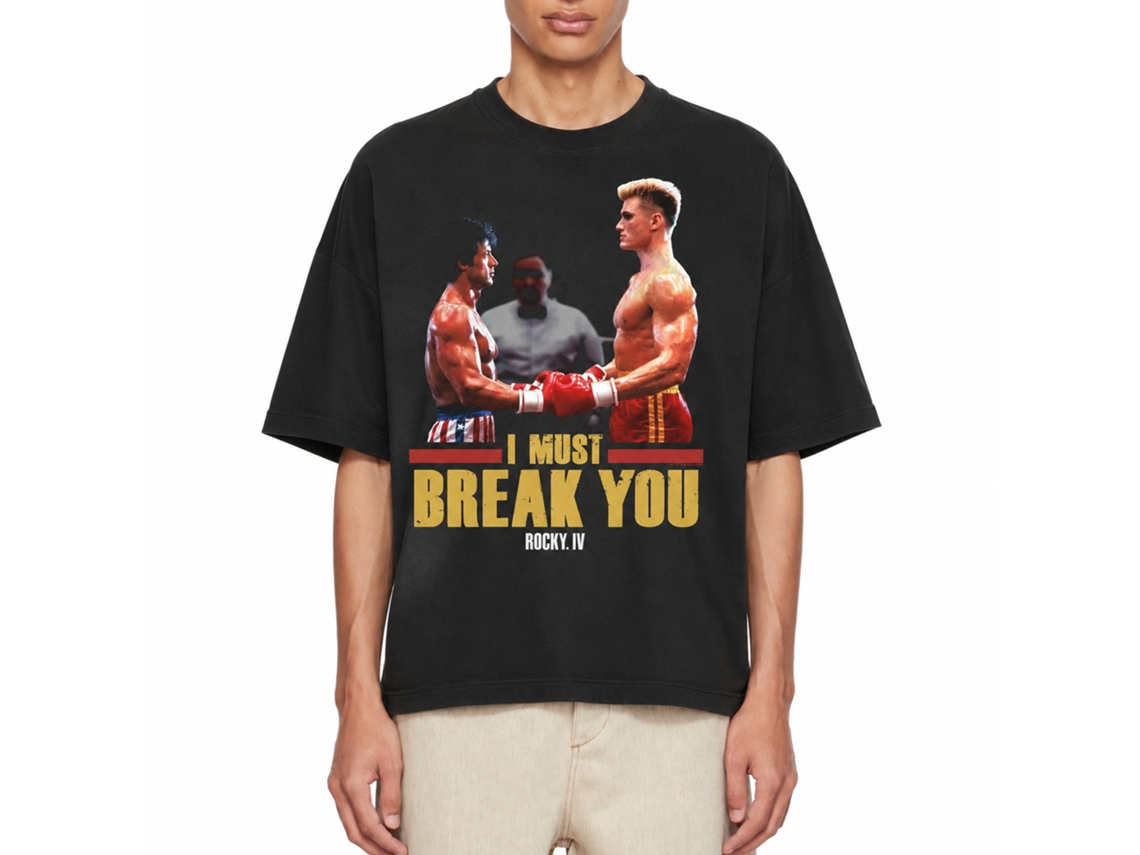Rockinstone Rocky Movie Must Break Black Adult T-shirt Size:xxxl