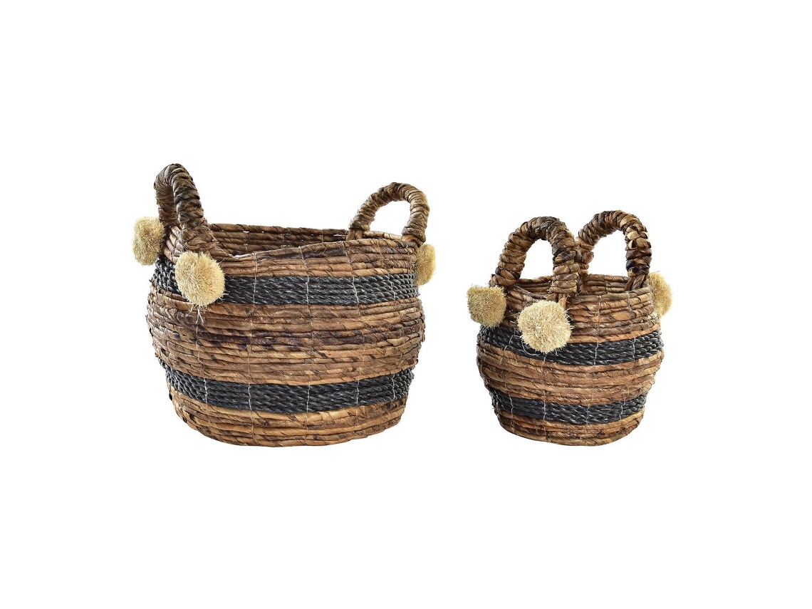 Jogo de Cestas DKD HOME DECOR Colonial Fibra (31x31x33 cm)