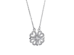 2026-colgante De Corazón Linjou Colgante De Trébol De Cuatro Hojas Plegable (plata)