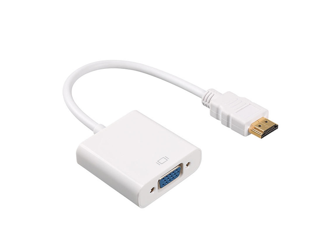Conversor Hdmi Para Vga, Adaptador De Áudio Hd Branco Aquaforge
