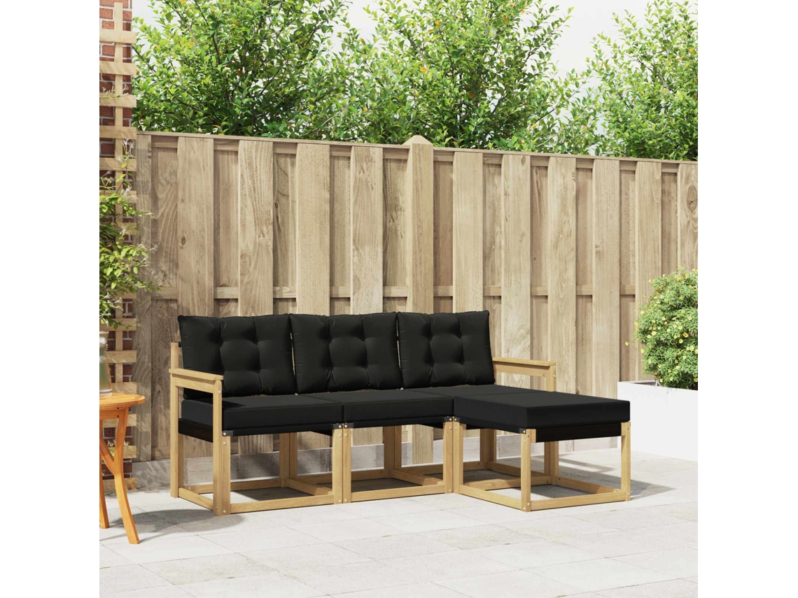 Vidaxl Conjunto De Sofás Para Exterior 4 Pcs Branco E Preto