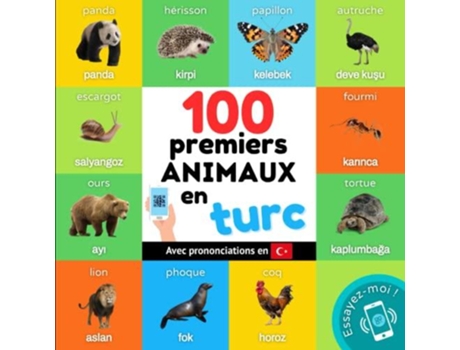 Livro 100 premiers animaux en turc de Yukismart (Francês)