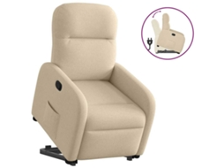 Vidaxl Poltrona Reclinável Elevatória Tecido Cor Creme