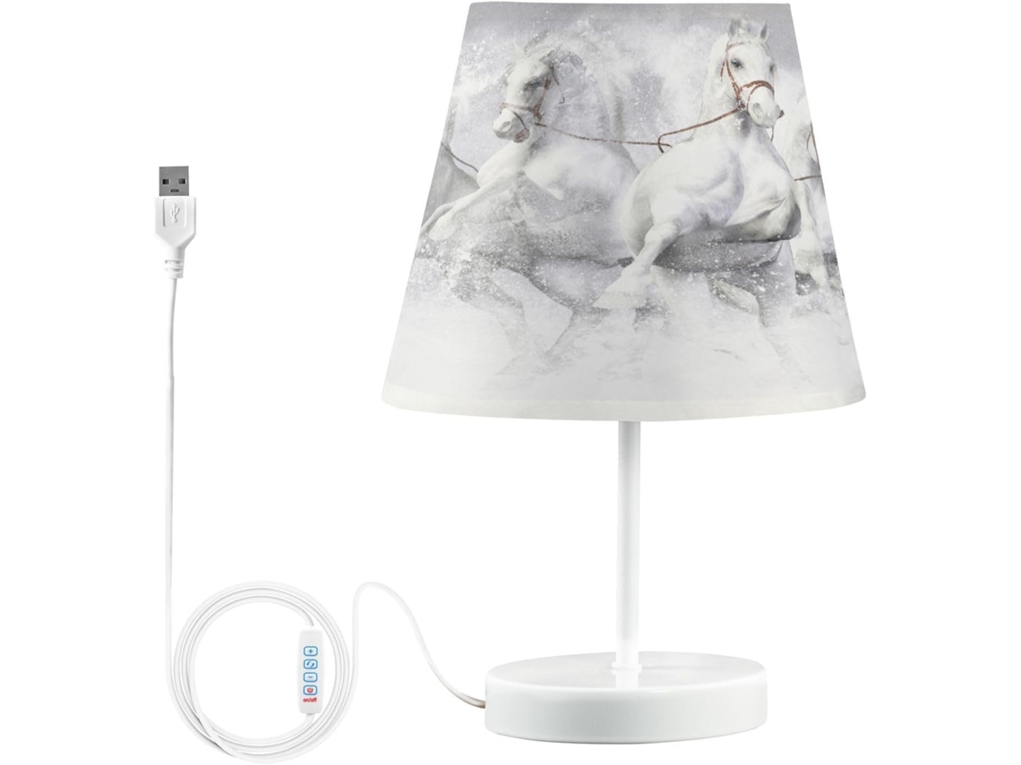 Abajur De Cabeceira Com Cavalos Na Neve, Ideal Para Quarto, Mesa De Cabeceira, Escrivaninha, Sala De Estar, Dormitório E