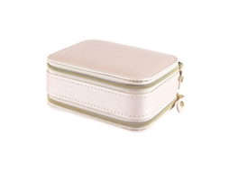 Caixa De Joias Para Viagem Rosa 11x8cm 3 Compartimentos Conjunto