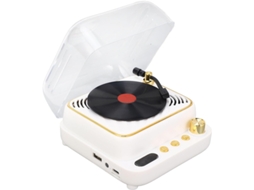 Mini Gira-discos Retrô Com Coluna Bluetooth, Estéreo Portátil Com Microfone, Entrada Auxiliar E Cartão Tf (branco)