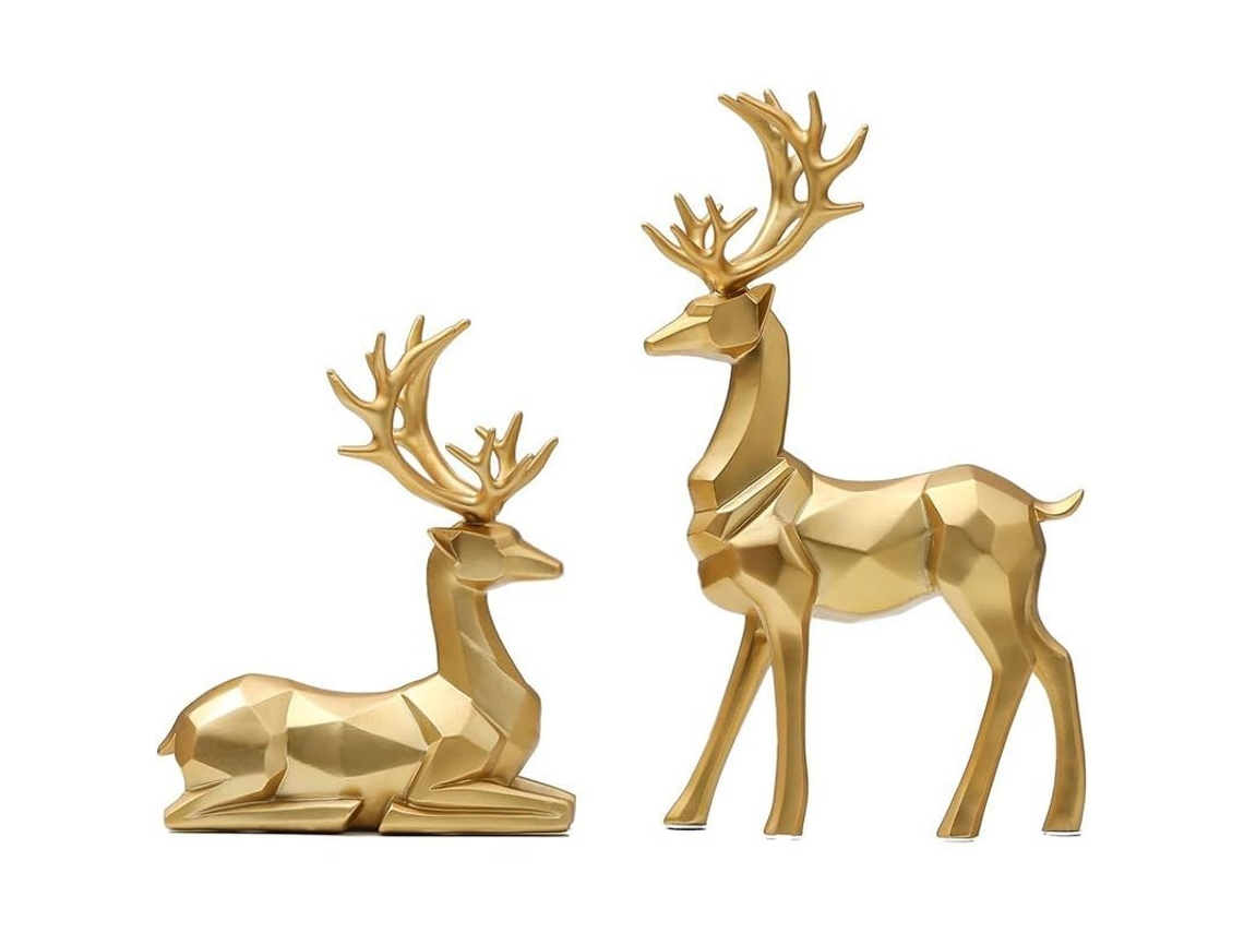 Escultura De Ciervo Elk Geométrico De Resina Nórdico Decoración Navideña Hogar
