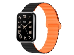 Bracelete para Xiaomi Band 9 Pro / 8 Pro XIAOMOYU em Silicone Magnético Reversível com Duas Cores Preta + Laranja