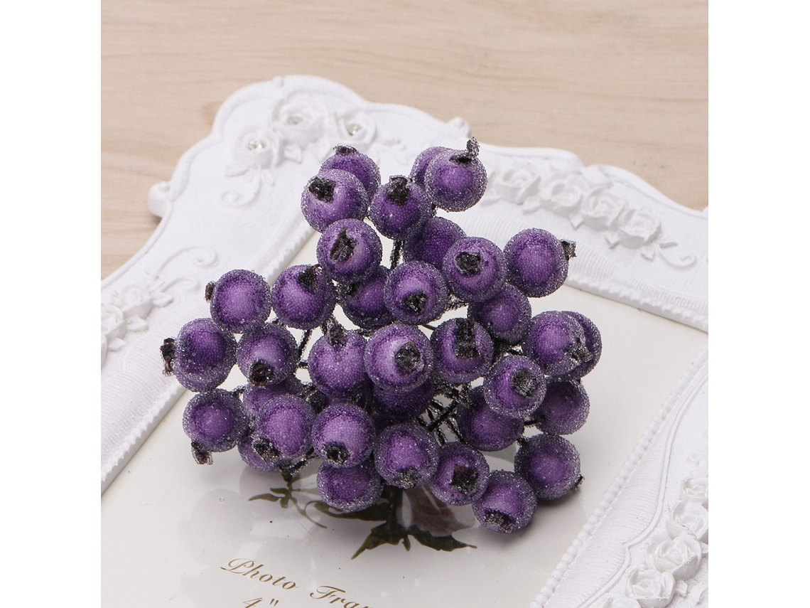 40 Peças de Mini Flores Artificiais Decorativas de Natal, com Tema de Natal: Frutas, Bagas e Azevinho. AQUAFORGE