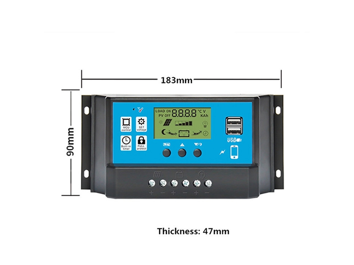 Controlador De Carga Solar Pwm Laxiscreed Com Timer, Lcd Digital E Controle De Luz