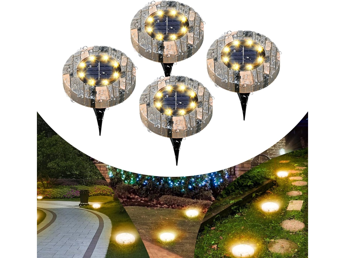 CONJUNTO DE 8 LUMINÁRIAS SOLARES AQUAFORGE com 16 LEDs IP65
