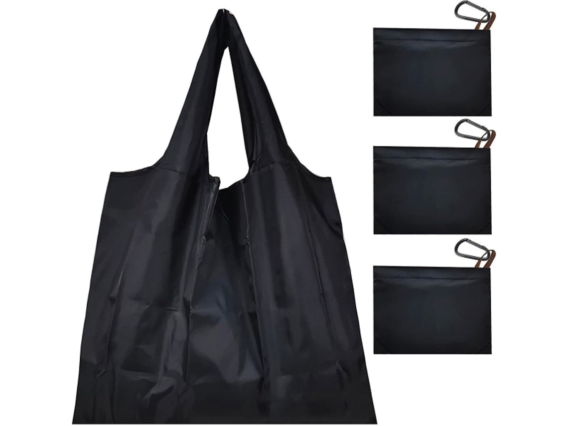 Conjunto de 3 Sacolas AQUAFORGE Reutilizáveis, Grandes, Dobráveis, Impermeáveis, Tecido, Laváveis, Bolso