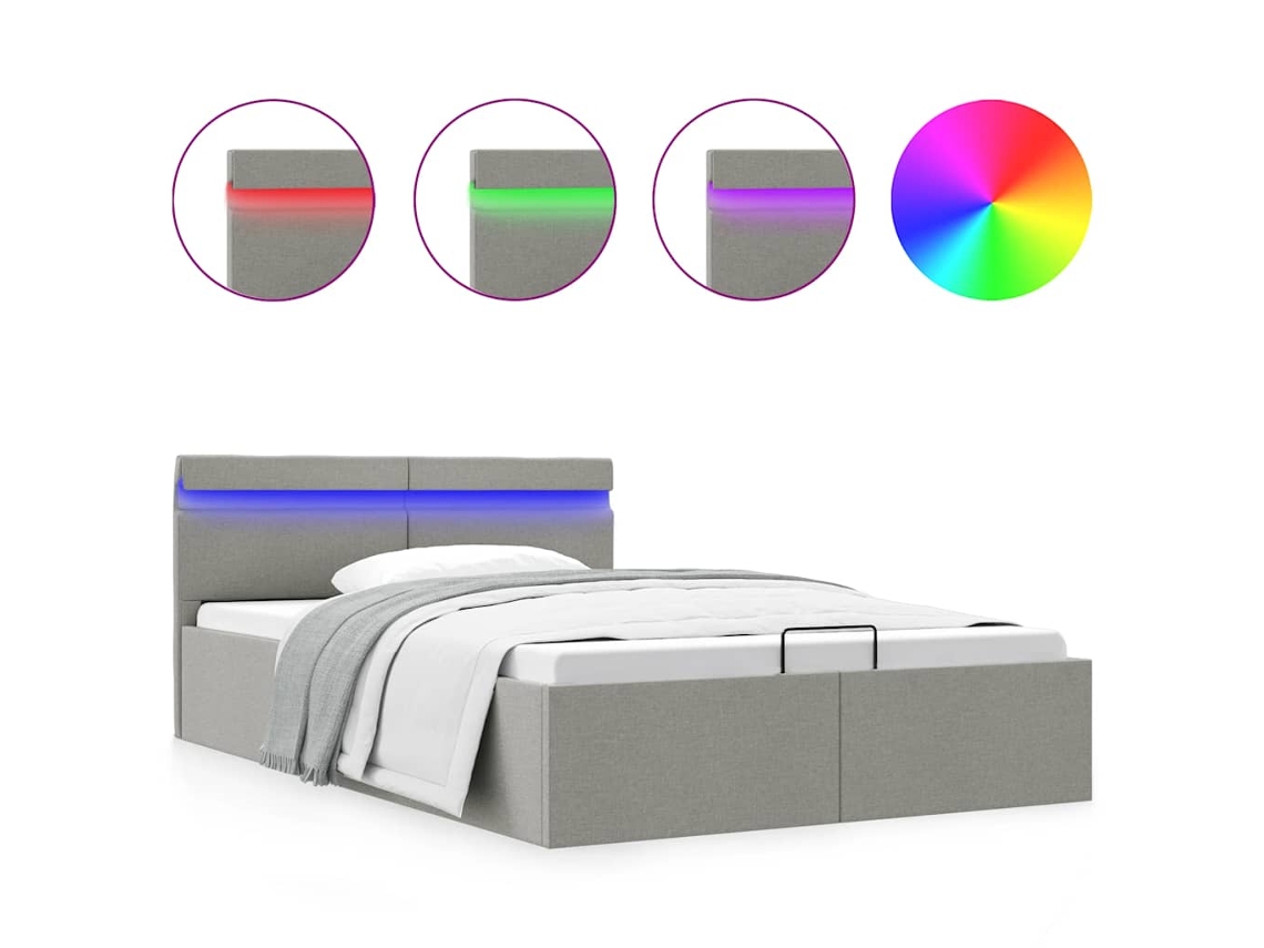 Cama Vidaxl Cinzeto Tecido (211x148x73 Cm)