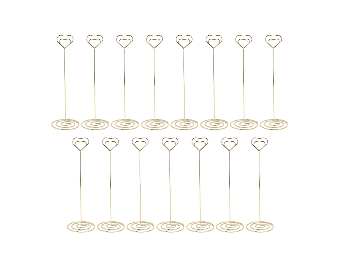 15 Peças Portanúmeros De Mesa 22cm Coração Ferro Para Casamentos Memos Ouro Portarretratos Portatárjetas